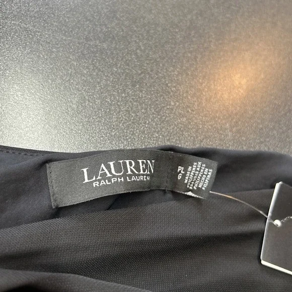 NWT Authentic RALPH LAUREN  Black One Shoulder Long Sleeve Top Petite L - Picture 5 of 10